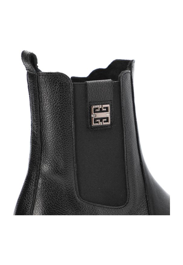 Czarne Botki Lemar Damskie Modne Skórzane Buty. Kolor: czarny. Materiał: skóra. Szerokość cholewki: normalna. Sezon: jesień