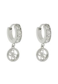 Guess Kolczyki Huggie Me JUBE03 147JW Srebrne rodowanie. Materiał: srebrne. Kolor: srebrny