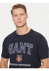 GANT - Gant T-Shirt 2003290 Granatowy Regular Fit. Kolor: niebieski. Materiał: bawełna