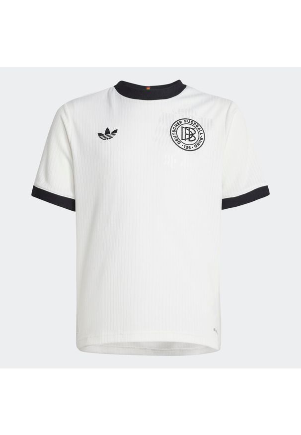 Adidas - Koszulka piłkarska dla dzieci ADIDAS Niemcy „125 lat”. Długość: długie. Wzór: napisy. Sezon: lato. Sport: piłka nożna