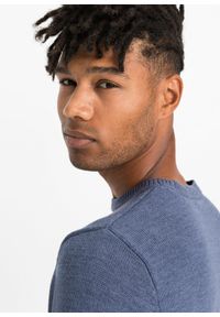 bonprix - Cienki sweter z bawełną. Kolor: niebieski. Materiał: skóra, bawełna #3