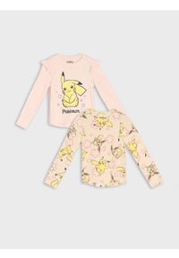 Sinsay - Koszulki z długimi rękawami 2 pack Pokemon - różowy. Kolor: różowy. Długość rękawa: długi rękaw. Długość: długie