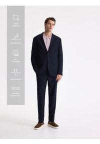 Reserved - Marynarka regular fit - granatowy. Kolor: niebieski. Materiał: tkanina, elastan, wiskoza #1