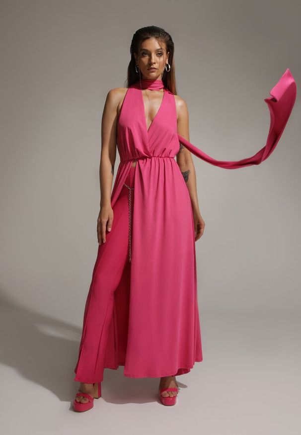 Renee - Fuksjowe Lakierowane Sandały na Wysokim Obcasie z Platformą Ekelia. Kolor: różowy. Materiał: lakier. Obcas: na obcasie. Wysokość obcasa: wysoki