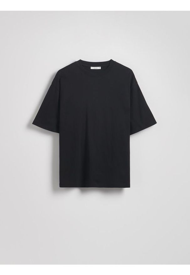 Reserved - Bawełniany t-shirt oversize - czarny. Kolor: czarny. Materiał: bawełna