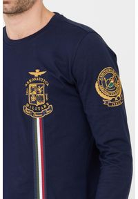 Aeronautica Militare - AERONAUTICA MILITARE Granatowy męski bawełniany longsleeve, Rozmiar XL. Kolor: niebieski. Materiał: bawełna. Długość rękawa: długi rękaw #6