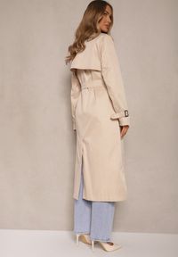Renee - Jasnobeżowy Płaszcz w Stylu Trencza z Paskiem i Klamrą Sinthelle. Okazja: do pracy, na co dzień. Kolor: beżowy. Styl: casual, elegancki #3