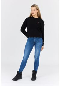 Kenzo - KENZO Czarny sweter damski z kwiatkiem, Rozmiar S. Kolor: czarny. Wzór: kwiaty