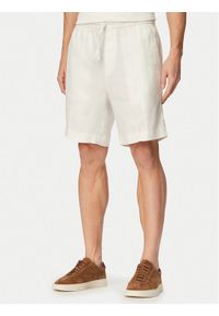 Hugo - HUGO Szorty materiałowe Cino 262FW 50562792 Kremowy Straight Fit. Kolor: kremowy. Materiał: len #1
