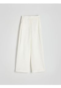 Reserved - Spodnie z lnu i wiskozy - biały. Kolor: biały. Materiał: len, wiskoza