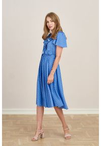Marie Zélie - Sukienka Eulalia Trifle niebieska. Kolor: niebieski. Materiał: wiskoza. Długość rękawa: krótki rękaw. Długość: midi #2