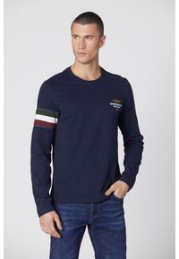 Aeronautica Militare - AERONAUTICA MILITARE Granatowy longsleeve męski Crew neck. Kolor: niebieski. Długość rękawa: długi rękaw