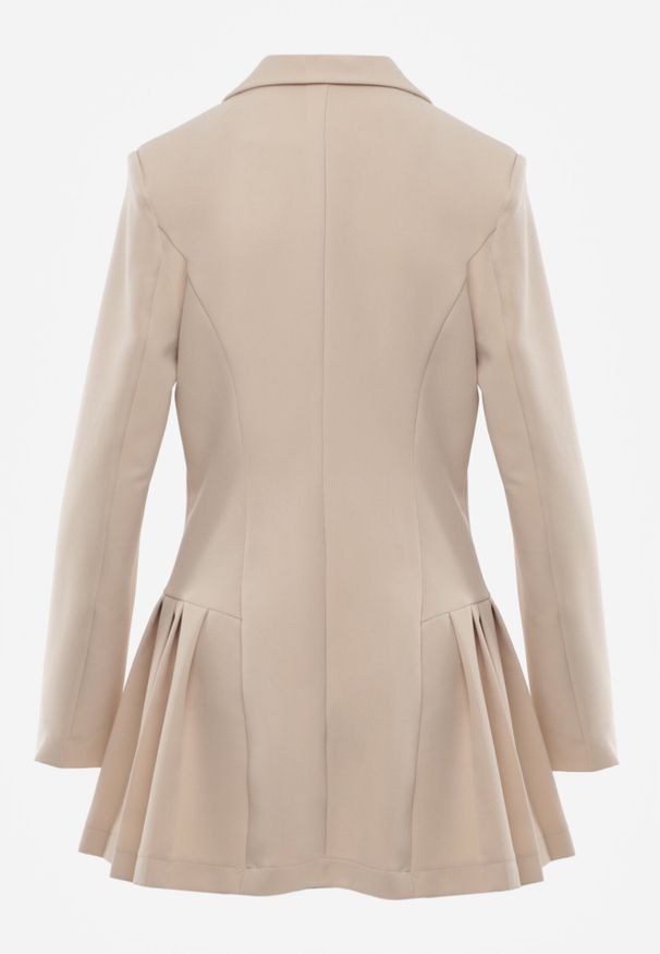 Born2be - Beżowa Sukienka o Kroju Marynarki VICES z Poduszkami w Ramionach Serlina. Okazja: na co dzień. Kolor: beżowy. Styl: casual, elegancki, klasyczny