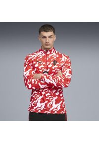 Puma - Męska bluza przedmeczowa z zamkiem 1/4 AC Milan PUMA White For All Time Red. Kolor: czerwony, biały, wielokolorowy. Sport: piłka nożna