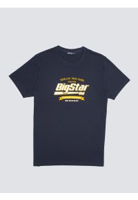Big-Star - Koszulka męska z nadrukiem granatowa Briss 403. Okazja: na co dzień. Kolor: niebieski. Materiał: jeans, skóra, bawełna. Wzór: nadruk. Styl: vintage, casual, klasyczny #3
