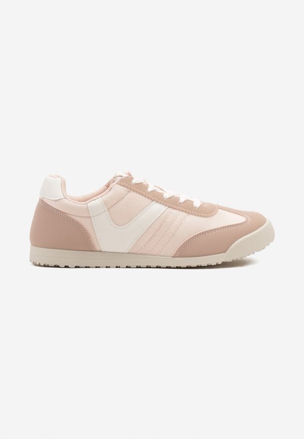Renee - Różowe Sneakersy Typu Tenisówki z Kontrastowymi Wstawkami Feladith. Okazja: na co dzień. Kolor: różowy. Materiał: jeans. Szerokość cholewki: normalna. Obcas: na obcasie. Wysokość obcasa: niski. Sport: golf