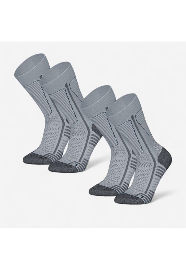 quechua - Skarpety turystyczne SH500 Mountain Mid. Kolor: szary, niebieski, wielokolorowy. Materiał: poliester, wełna, poliamid, elastan. Sport: turystyka piesza