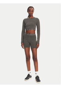 Adidas - adidas Kolarki Ribbed Booty JC7554 Szary Slim Fit. Kolor: szary. Materiał: bawełna #3