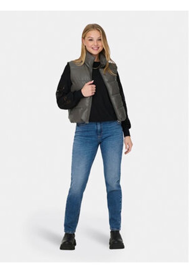 only - ONLY Bezrękawnik Anja 15316064 Szary Regular Fit. Kolor: szary. Materiał: skóra. Długość rękawa: bez rękawów