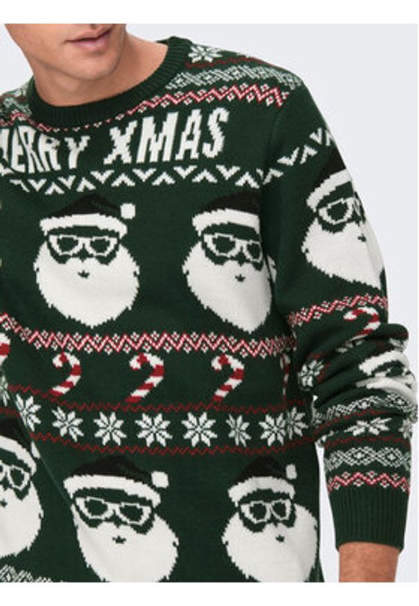 Only & Sons Sweter Xmas Santa 22023994 Zielony Regular Fit. Kolor: zielony. Materiał: syntetyk