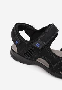 Born2be - Czarno-Niebieskie Sandały Ancilles. Nosek buta: otwarty. Kolor: czarny. Materiał: skóra ekologiczna. Styl: sportowy