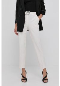 Pinko spodnie damskie kolor biały proste high waist. Okazja: na co dzień. Stan: podwyższony. Kolor: biały. Materiał: materiał. Styl: casual