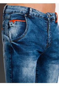 Ombre Clothing - Krótkie spodenki męskie jeansowe - niebieskie W057 - L. Kolor: niebieski. Materiał: jeans. Długość: krótkie #5