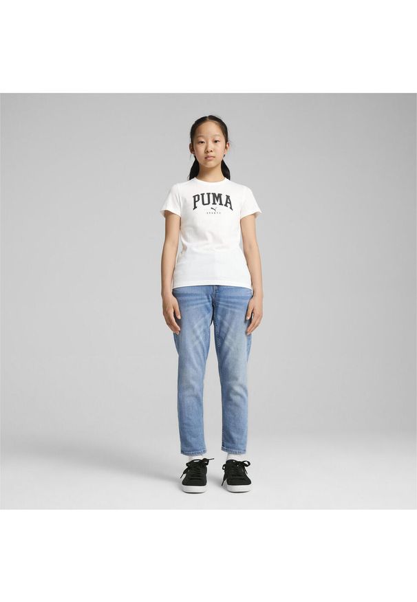 Koszulka sportowa dziewczęca Puma Squad Tee. Kolor: biały. Długość rękawa: krótki rękaw. Długość: krótkie
