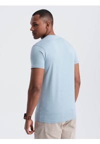 Ombre Clothing - Bawełniany męski t-shirt z nadrukiem San Francisco – błękitny V1 OM-TSPT-0120 - XXL. Kolor: niebieski. Materiał: bawełna. Wzór: nadruk. Styl: street, klasyczny, elegancki