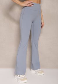 Renee - Jasnoniebieskie Legginsy Dzwony High Waist Korivienne. Okazja: na co dzień. Stan: podwyższony. Kolor: niebieski. Styl: casual, elegancki #3