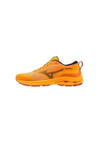 Buty do biegania męskie Mizuno Wave Rider Gtx. Zapięcie: sznurówki. Kolor: pomarańczowy. Materiał: guma, materiał, tkanina, syntetyk. Szerokość cholewki: normalna. Model: Mizuno Wave