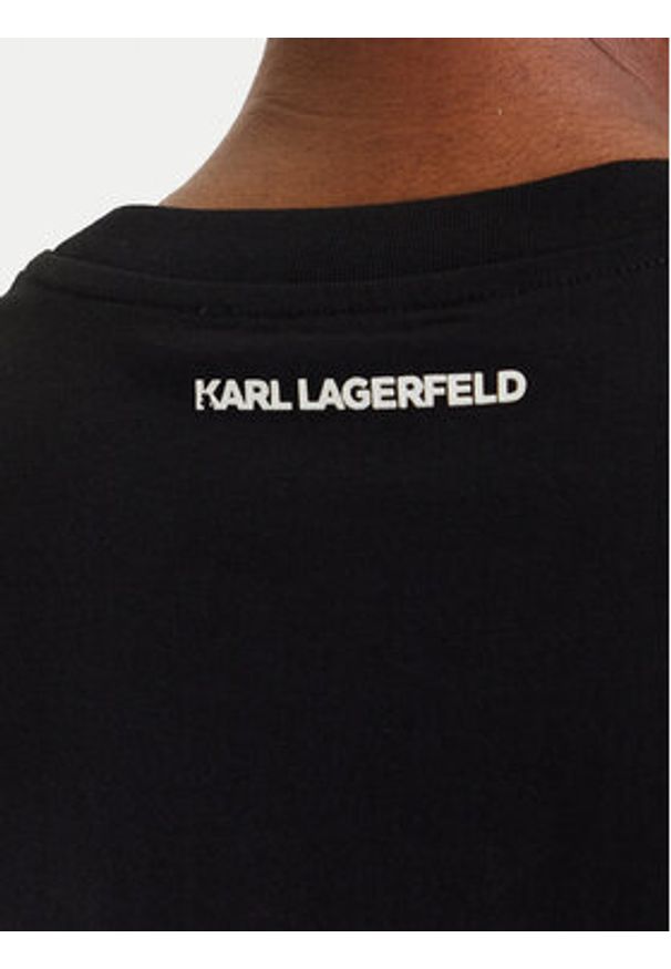Karl Lagerfeld - KARL LAGERFELD T-Shirt A3W17018 Czarny Regular Fit. Typ kołnierza: dekolt w karo. Kolor: czarny. Materiał: bawełna