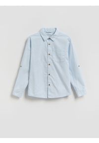 Reserved - Bawełniana koszula z lnem - jasnoniebieski. Kolor: niebieski. Materiał: bawełna, len #1