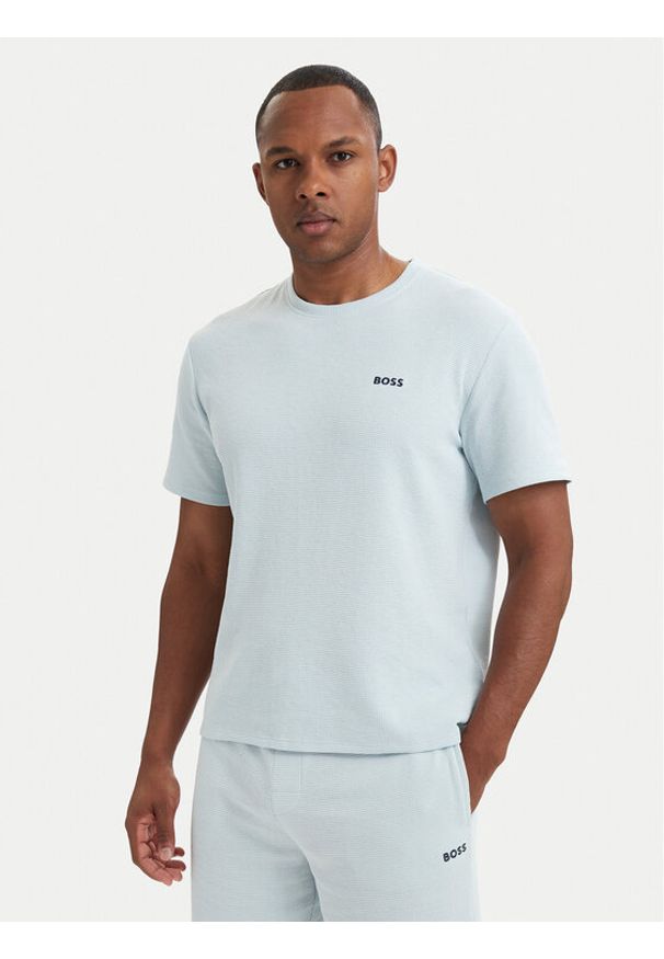BOSS T-Shirt Waffle 50535891 Niebieski jasny Regular Fit. Kolor: niebieski. Materiał: bawełna