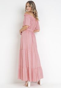 Born2be - Jasnoróżowa Sukienka Paphophi. Kolor: różowy. Materiał: tkanina, materiał, wiskoza. Długość rękawa: krótki rękaw. Wzór: kropki. Długość: midi
