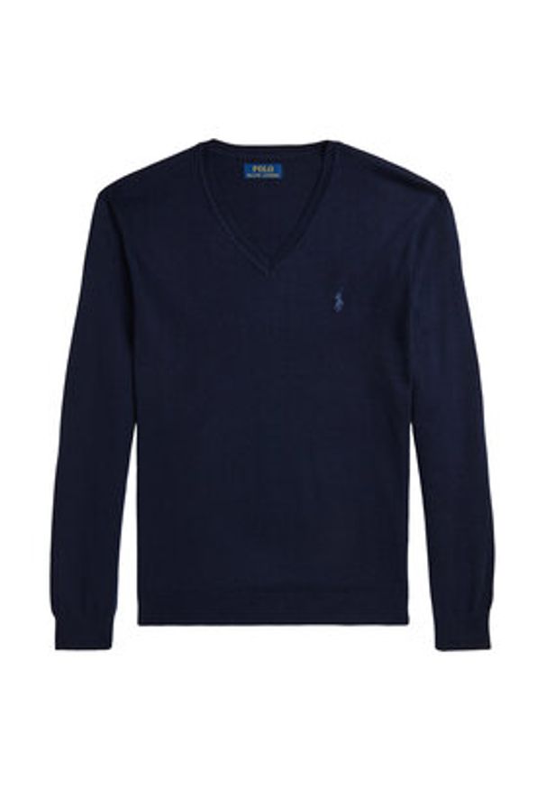 Polo Ralph Lauren Sweter 710946142001 Granatowy Slim Fit. Typ kołnierza: polo. Kolor: niebieski. Materiał: wełna