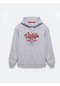 Big-Star - Bluza męska z kapturem z nadrukiem szara Luka 901. Okazja: na co dzień. Typ kołnierza: kaptur. Kolor: szary. Materiał: dzianina. Wzór: nadruk. Styl: sportowy, klasyczny, elegancki, casual