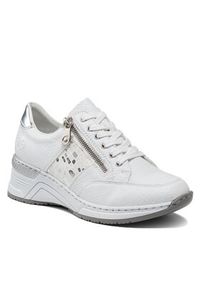 Rieker Sneakersy N4322-80 Biały. Kolor: biały. Materiał: skóra