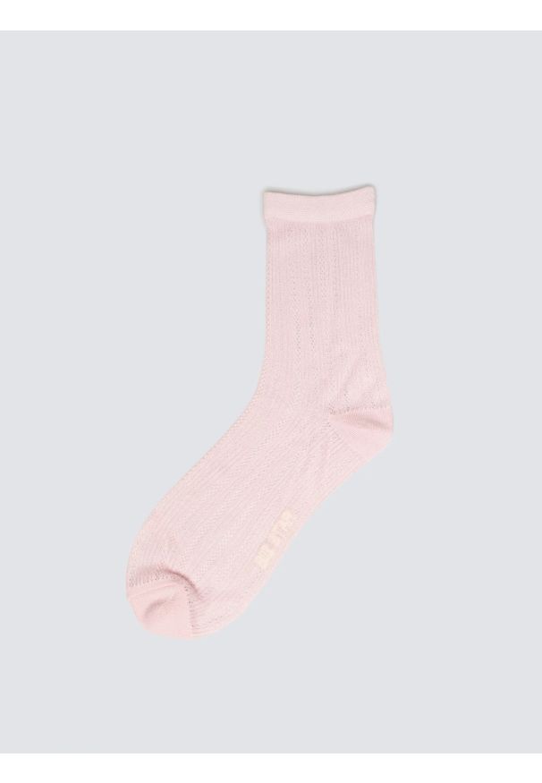 Big-Star - Skarpety damskie ażurowe z wizkozy różowe Holy 600. Kolor: różowy. Materiał: wiskoza. Wzór: ażurowy