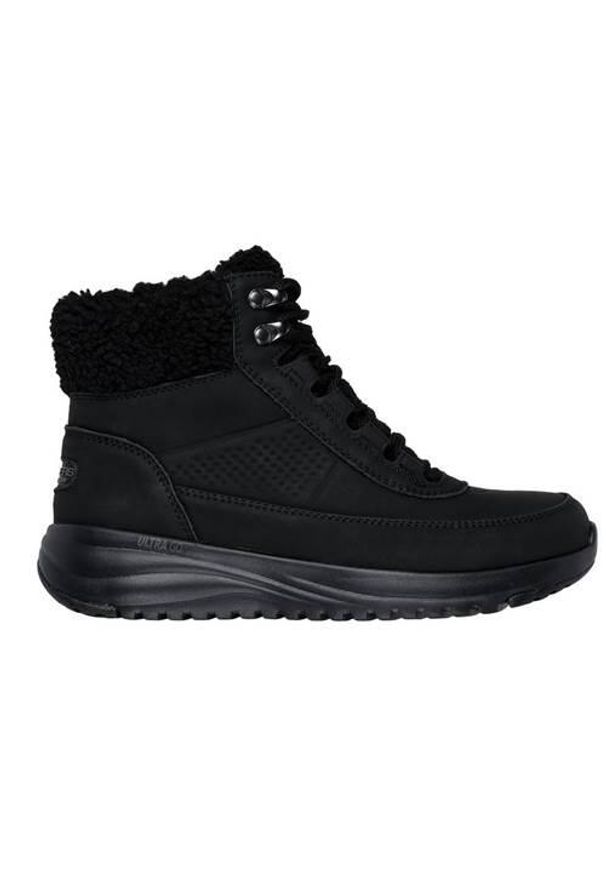 skechers - Buty do chodzenia damskie Skechers On-the-go Stellar. Wysokość cholewki: za kostkę. Zapięcie: sznurówki. Kolor: czarny. Materiał: materiał, syntetyk, tkanina, skóra. Szerokość cholewki: normalna. Sezon: zima. Sport: turystyka piesza