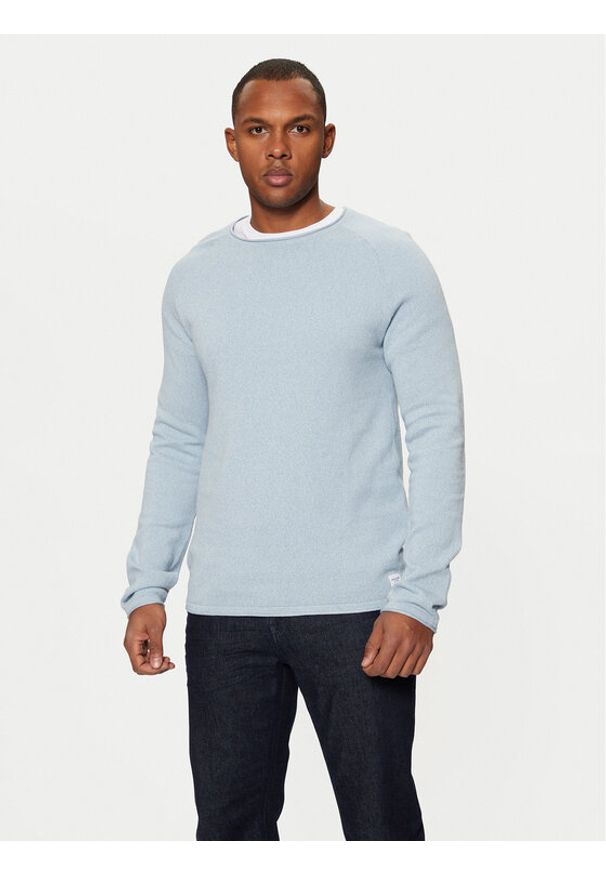 Jack & Jones - Jack&Jones Sweter 12157321 Błękitny Regular Fit. Kolor: niebieski. Materiał: bawełna