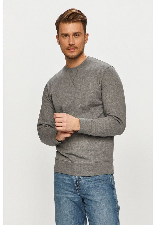 Selected - Bluza bawełniana. Okazja: na co dzień. Kolor: szary. Materiał: bawełna. Styl: casual