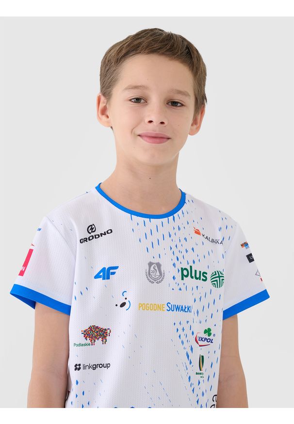 4f - 4F Koszulka meczowa replika domowa z sezonu 2024/2025 dziecięca 4F x Ślepsk Malow Suwałki - multikolor 134/140 (8-10 lat). Okazja: do domu. Kolor: wielokolorowy. Materiał: dzianina, włókno, materiał, syntetyk. Wzór: gładki, ze splotem. Sezon: lato. Styl: klasyczny, sportowy