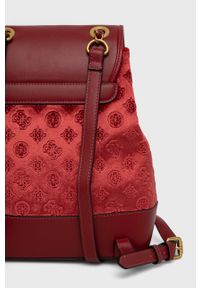 Guess Plecak damski kolor czerwony mały gładki. Kolor: czerwony. Wzór: gładki #2