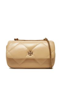 Tory Burch Torebka Kira Diamond Quilt Pave Mini Flap Bag 161913 Beżowy. Kolor: beżowy. Materiał: skórzane #1