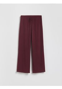Reserved - Luźne spodnie z domieszką lnu - bordowy. Kolor: czerwony. Materiał: len