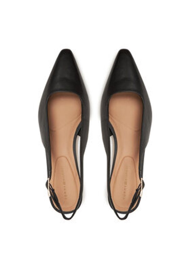 TOMMY HILFIGER - Tommy Hilfiger Sandały Squared Toe Kitten Slingback FW0FW08711 Czarny. Kolor: czarny. Materiał: skóra