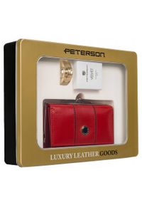 Zestaw prezentowy Peterson PTN ZD32 czerwony. Kolor: czerwony. Materiał: skóra