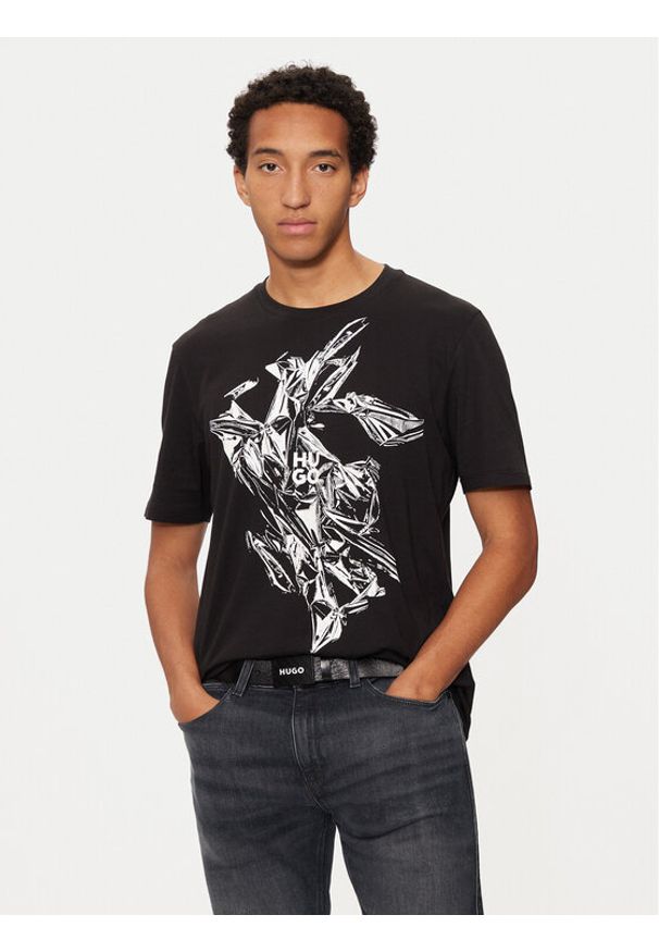 Hugo T-Shirt 50524023 Czarny Regular Fit. Kolor: czarny. Materiał: bawełna