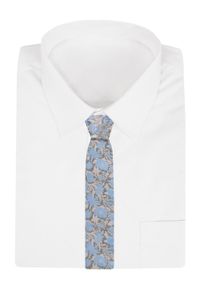 Krawat Męski - Kwiaty na Niebieskim Tle - Alties. Kolor: niebieski. Materiał: tkanina. Wzór: kwiaty. Styl: wizytowy, elegancki #3